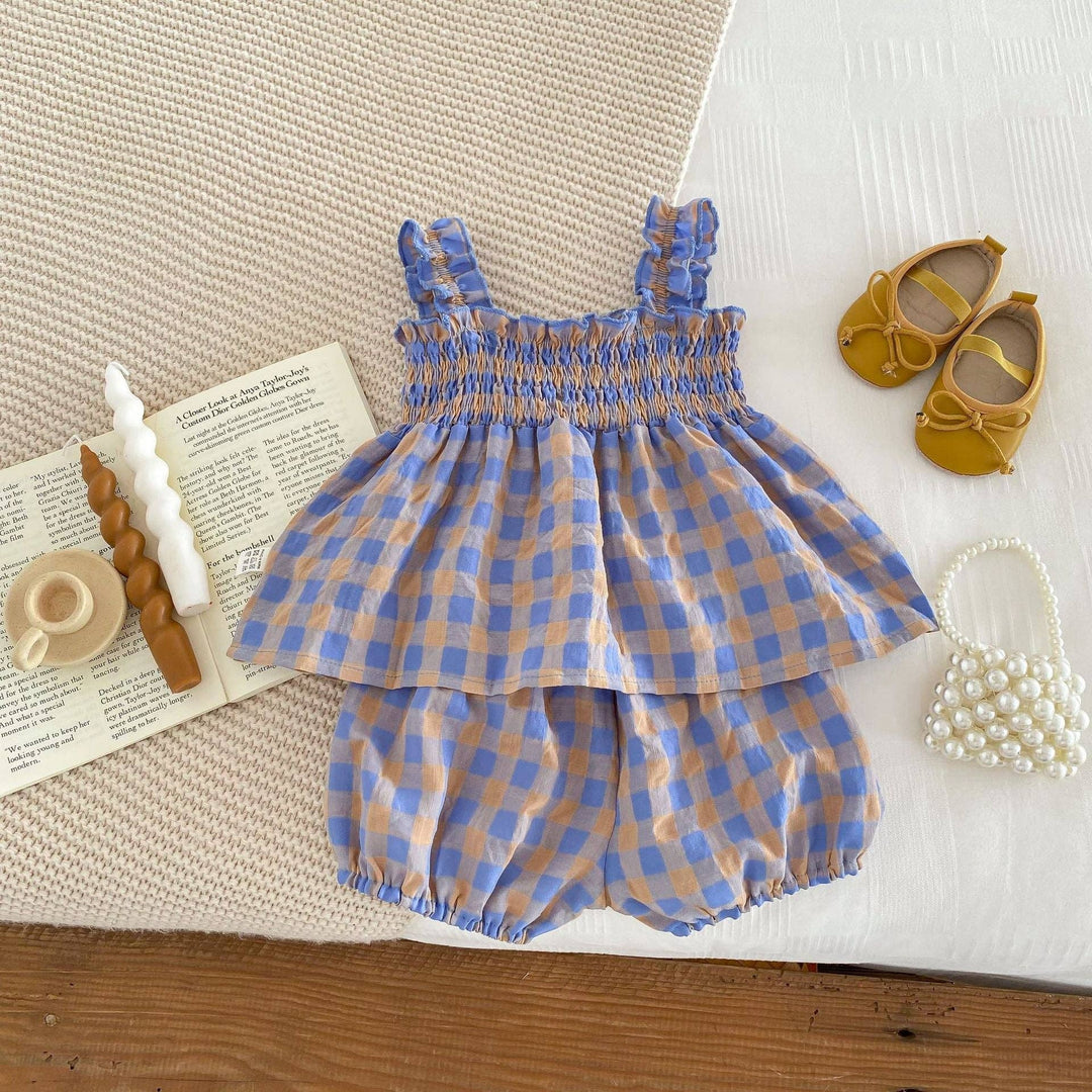 2-PIECE DRESS & SHORTS PLAID STRAP