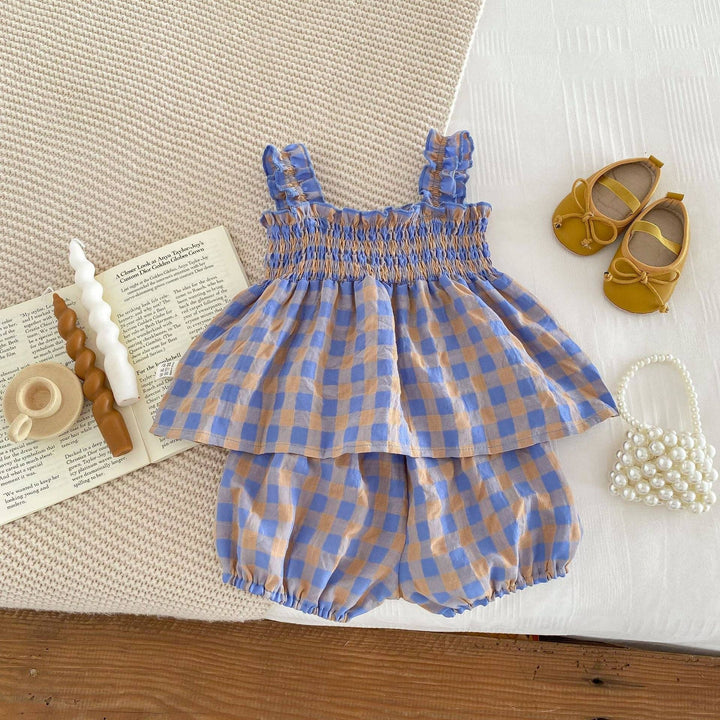 2-PIECE DRESS & SHORTS PLAID STRAP