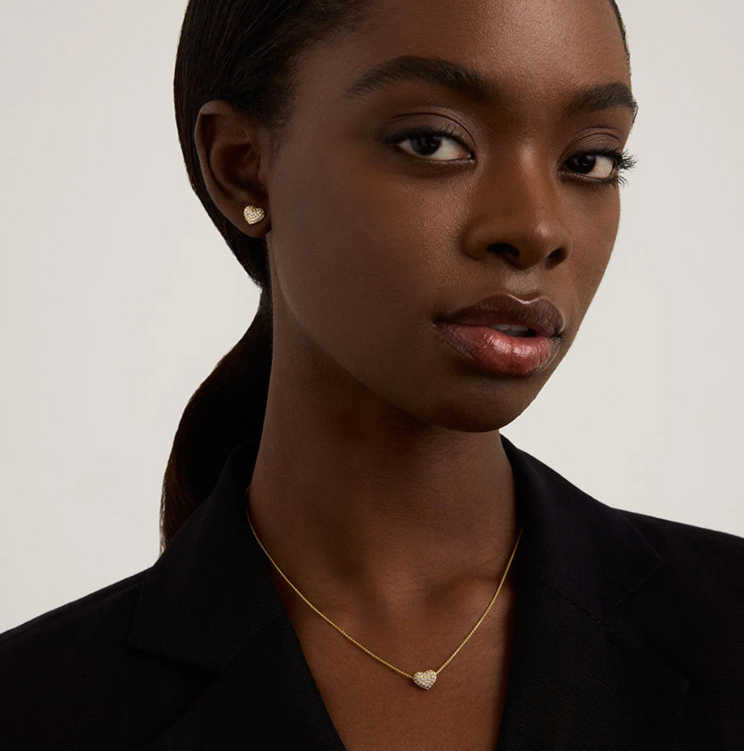 PETIT PAVE HEART STUDS