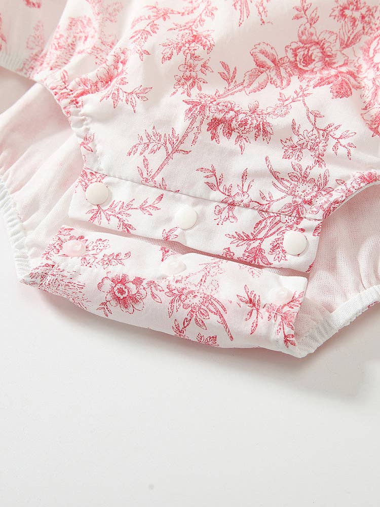 BODYSUIT FLOWER PATTERN LACE-TRIM COLLAR