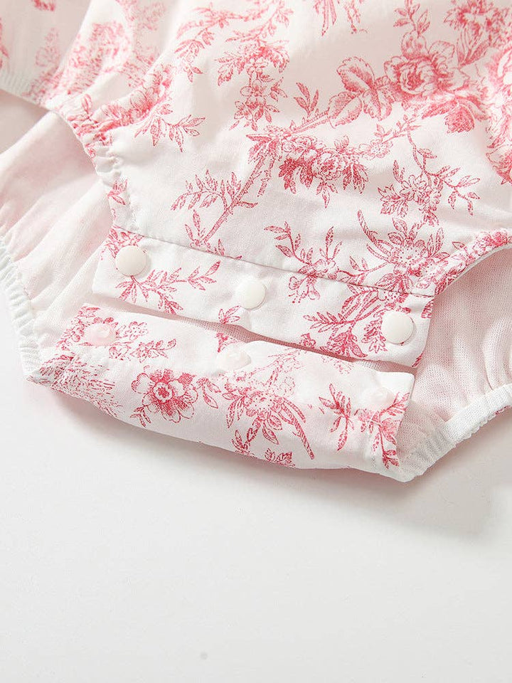 BODYSUIT FLOWER PATTERN LACE-TRIM COLLAR