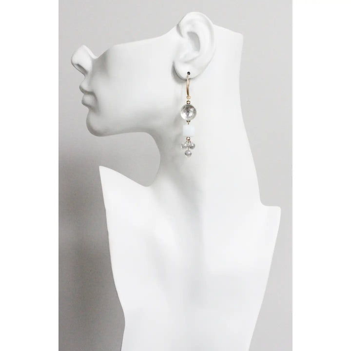 EARRINGS CLUSTER WITH VINTAGE MIRROR GLASS