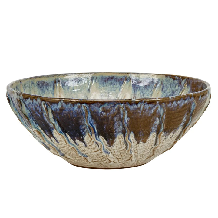 BOWL OYSTER WHITE & INDIGO BLUE