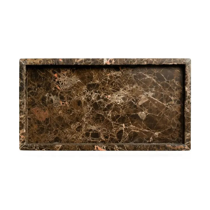 TRAY TANK MARBLE BROWN RECTANGLE LG
