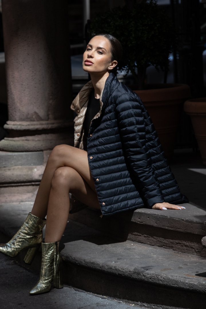 COAT REVERSIBLE DOWN 2 IN 1 MATTE BLACK TAUPE THE KNIGHTSBRIDGE