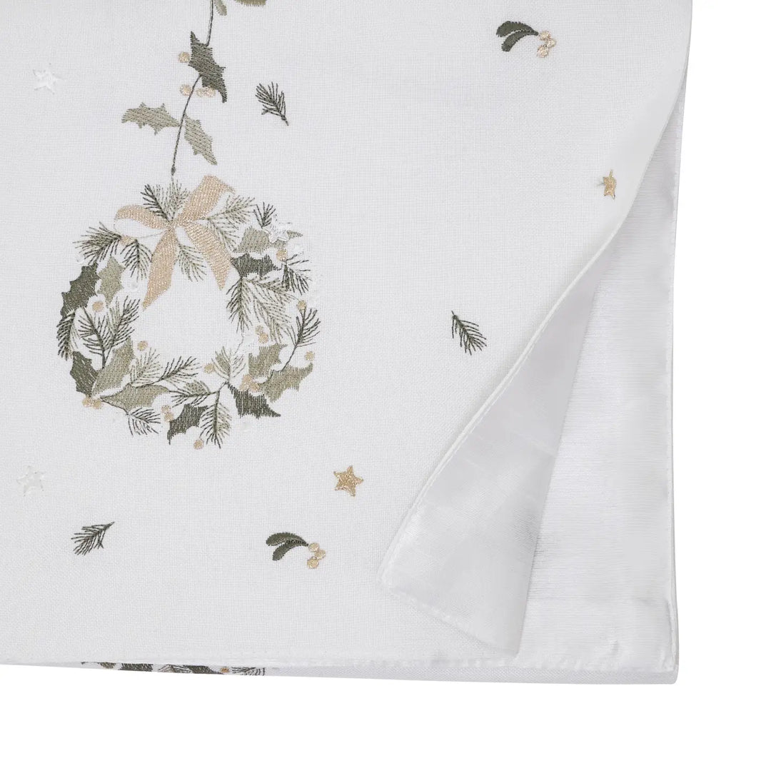 TABLE RUNNER EMBROIDERED WHITE