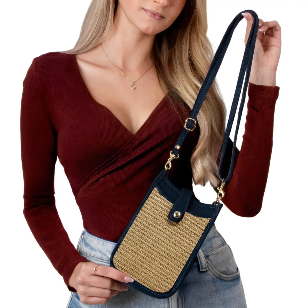 BAG CELL LEATHER & STRAW