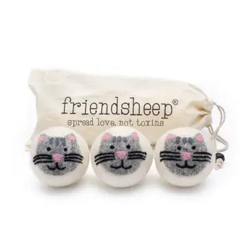 GREY TABBY CATS DRYER BALLS W/ BAG SET/3