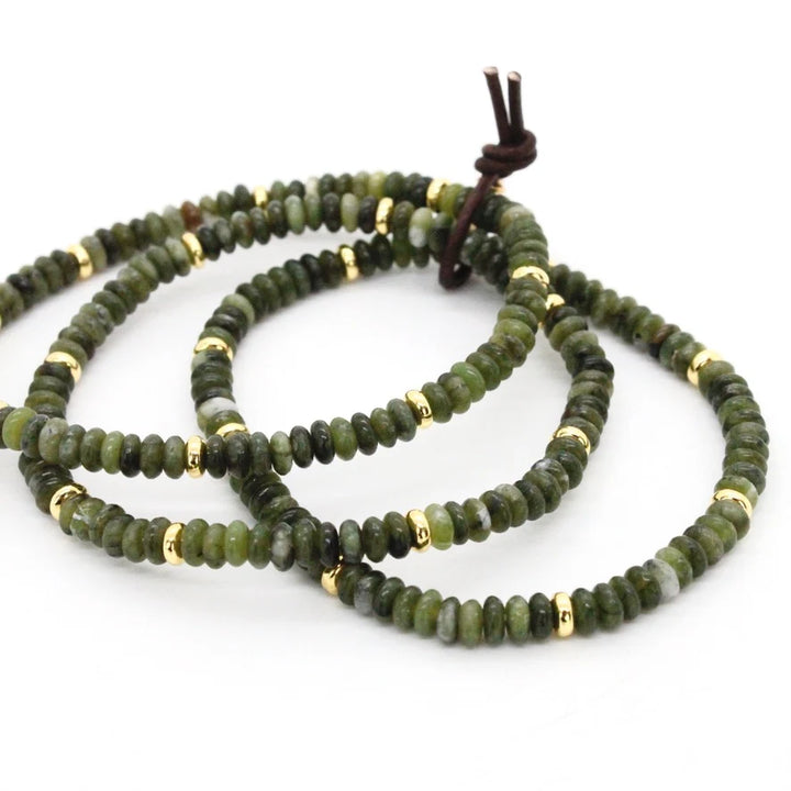 BRACELET OLIVE JADE + GOLD