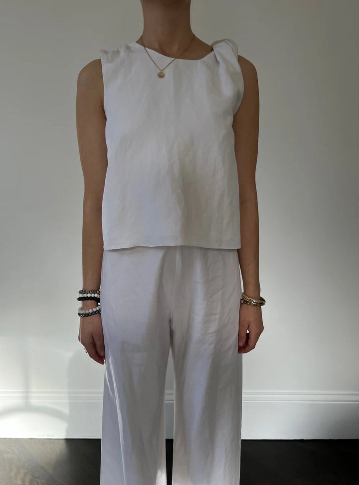 TOP FLEUR SILK LINEN SALT