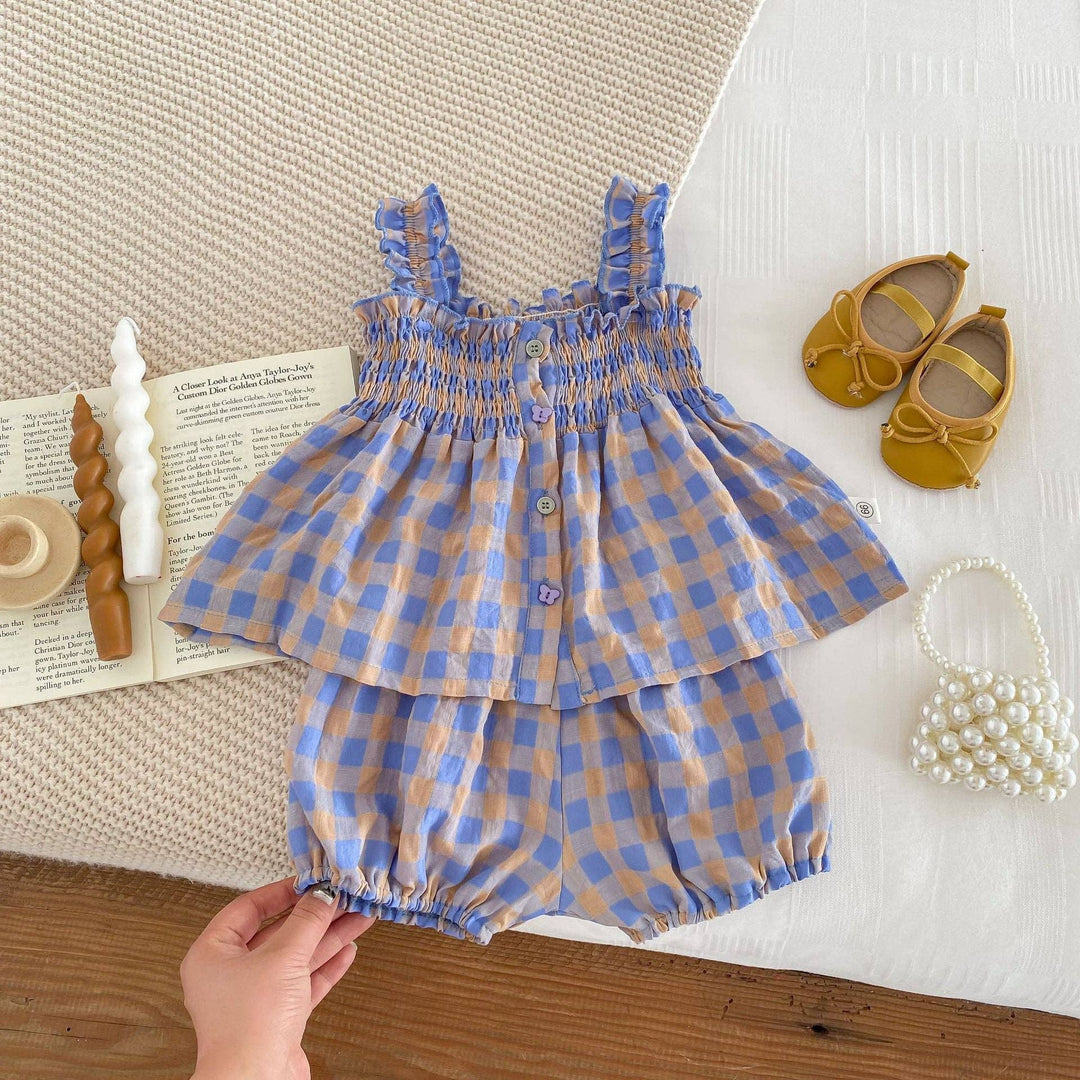 2-PIECE DRESS & SHORTS PLAID STRAP