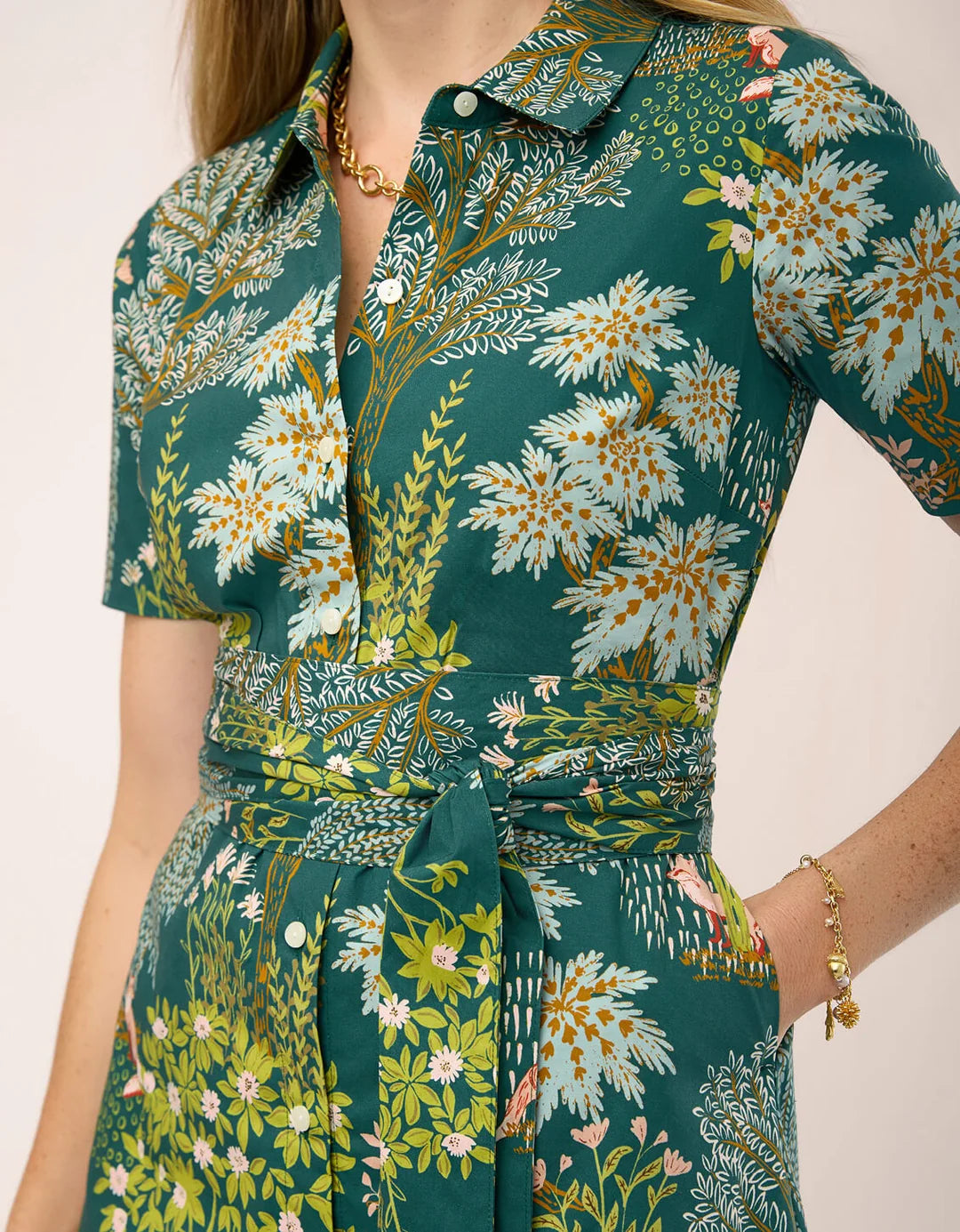 DRESS MIDI KRISTEN HERITAGE LANDSCAPE EVERGREEN