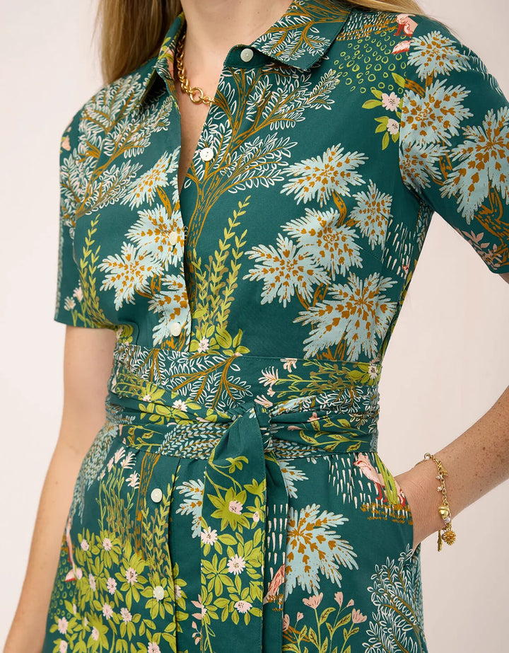 DRESS MIDI KRISTEN HERITAGE LANDSCAPE EVERGREEN