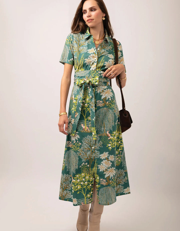 DRESS MIDI KRISTEN HERITAGE LANDSCAPE EVERGREEN