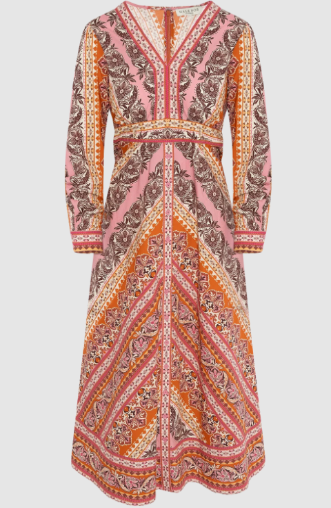 DRESS V NECK MIDI ORANGE