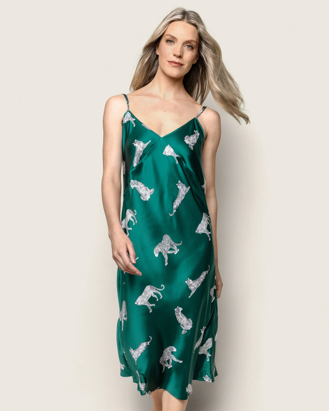 NIGHTGOWN SILK PANTHERE DE LUXE GREEN