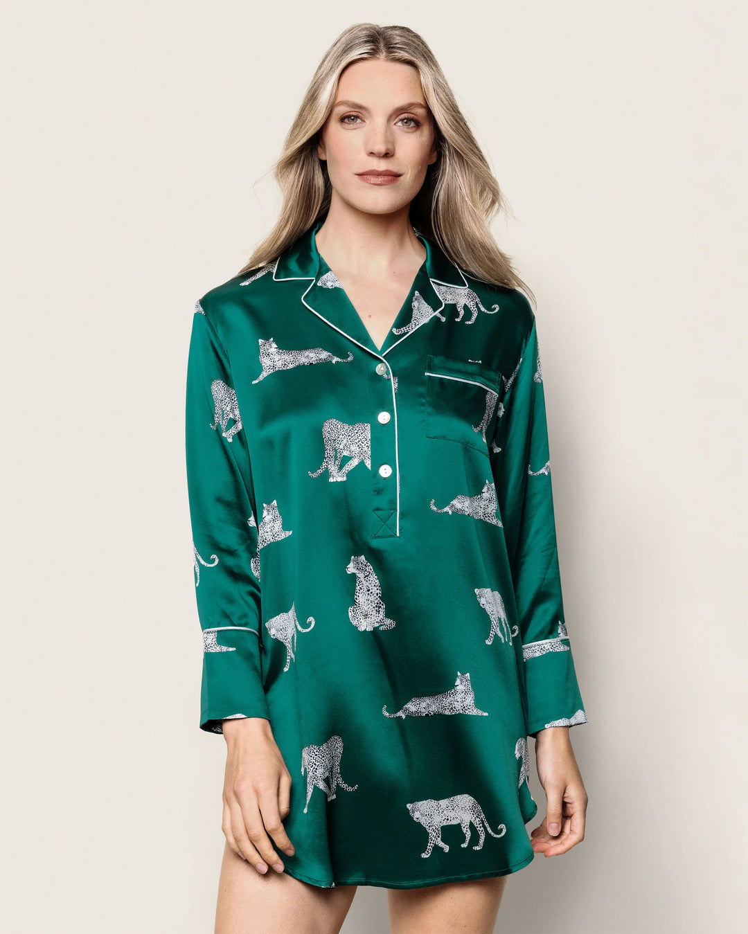 NIGHTSHIRT SILK PANTHERE DE LUXE GREEN