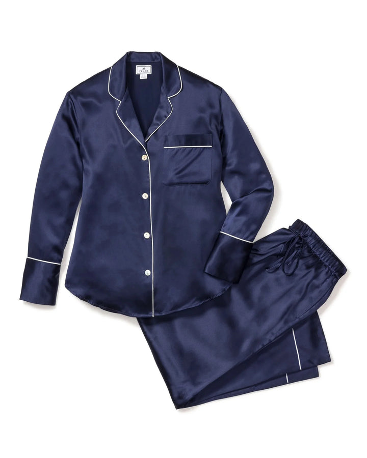 PAJAMA SET SILK NAVY LONG