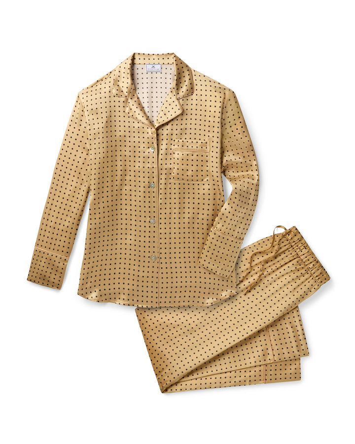 PAJAMA SET IN GOLD WITH BLACK POLKA DOT