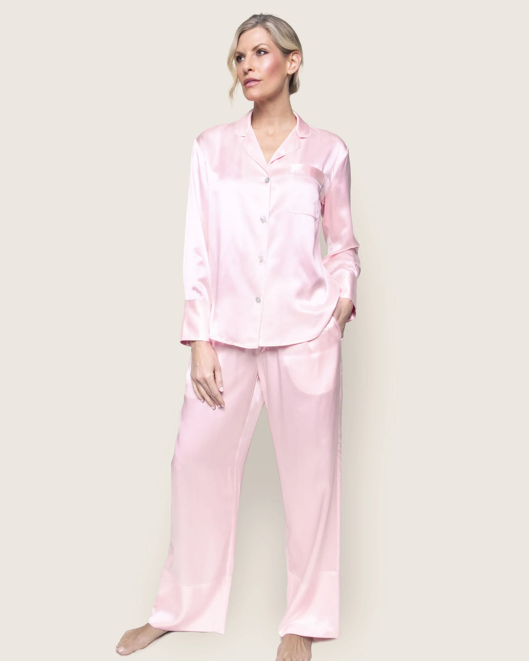 PAJAMA SET SILK PINK LONG