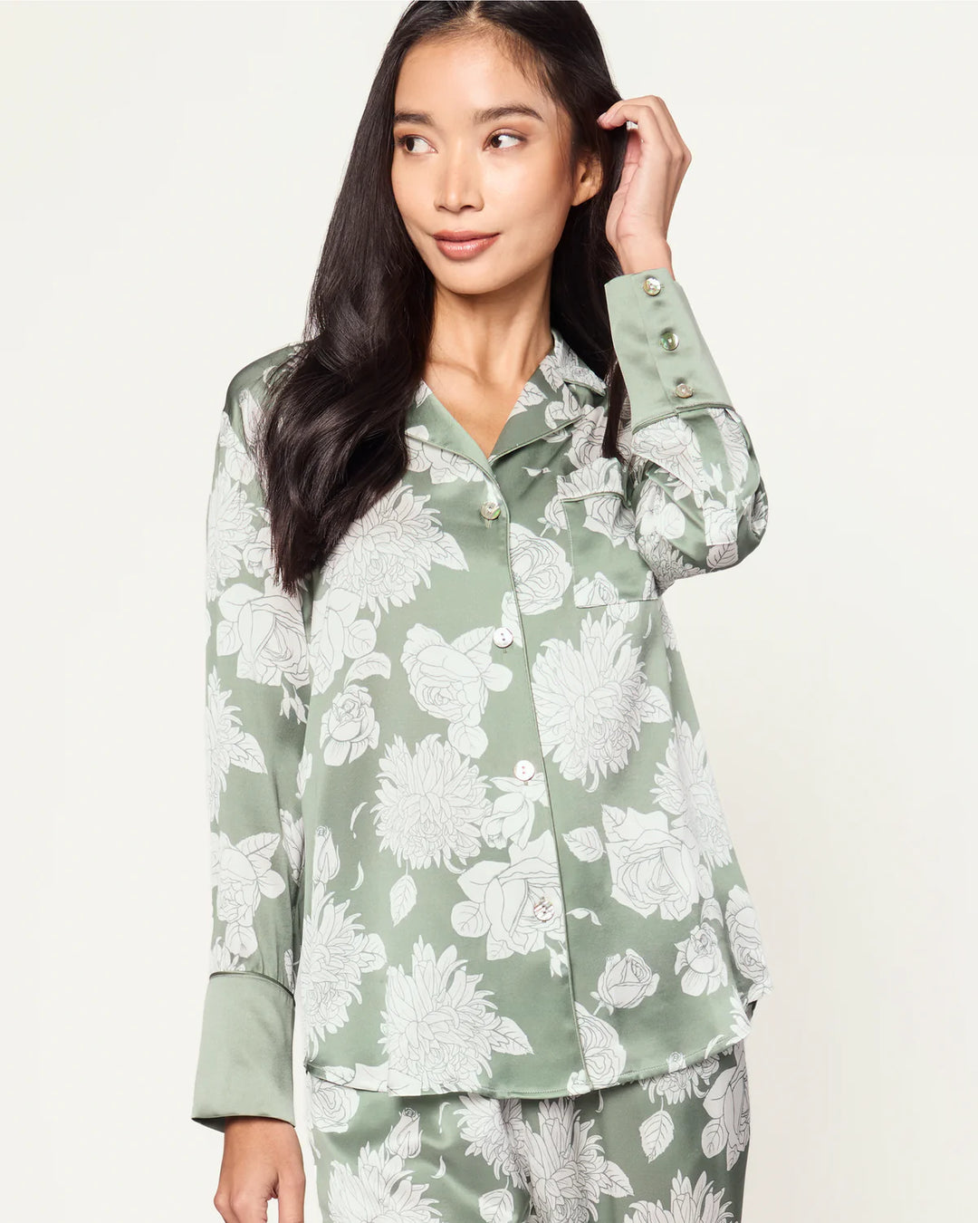 PJ LONG SLEEVE SILK SAGE BLOOM