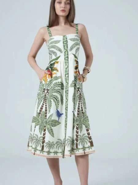 DRESS PRINTED BOTTON UP MIDI
