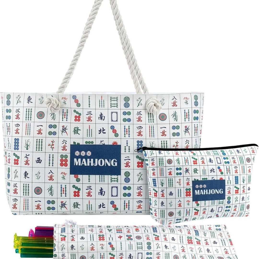 S/3 AMERICAN MAHJONG BAG WHITE