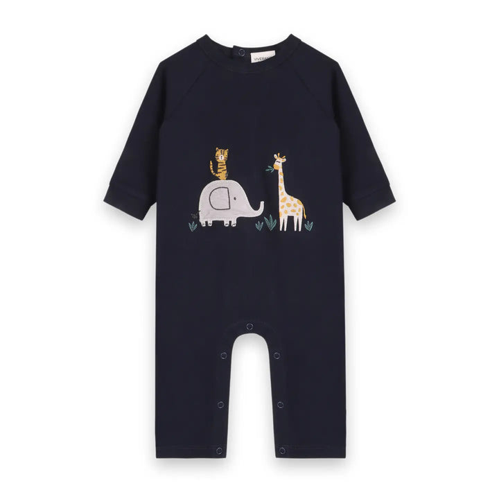 JUMPSUIT ANIMAL SAFARI EMROIDERED NAVY BLUE