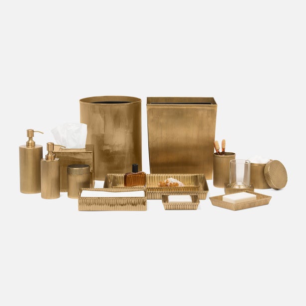 BATH COLLECTION ANTIQUE BRASS RIBBED METAL