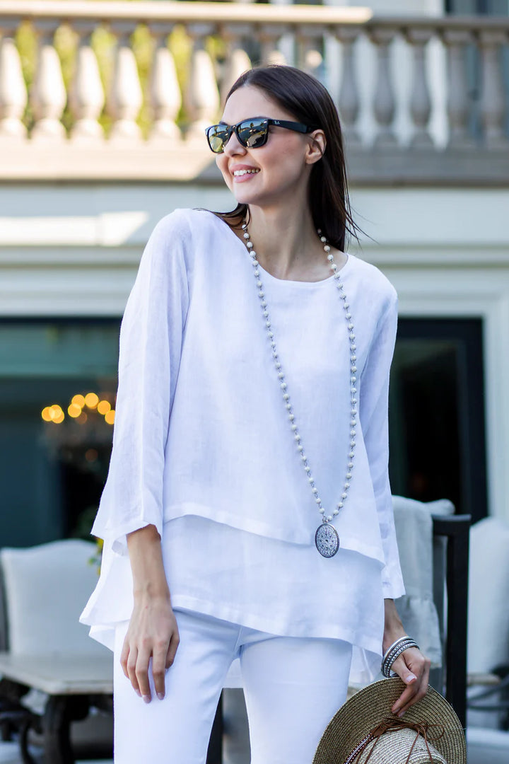 TOP LINEN DOUBLE LAYER WHITE LARGE #51550