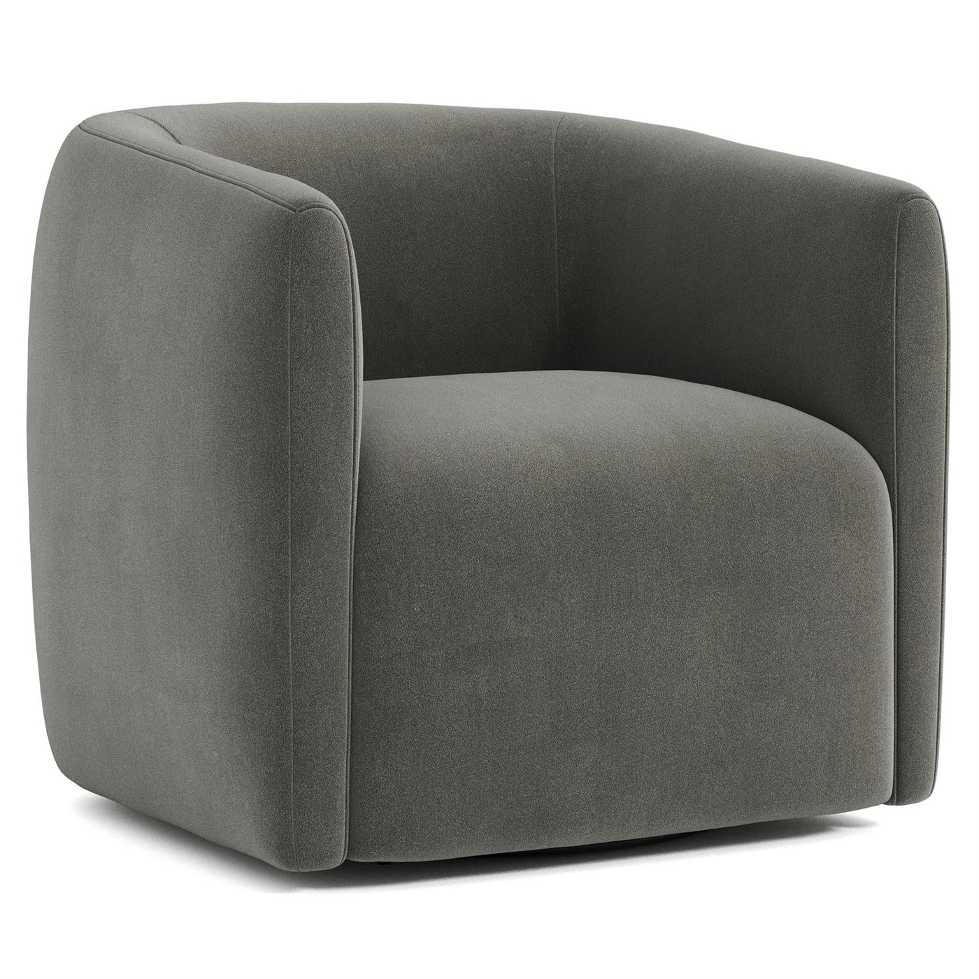 CHAIR SWIVEL BARREL BEIGE TAN PLUSH