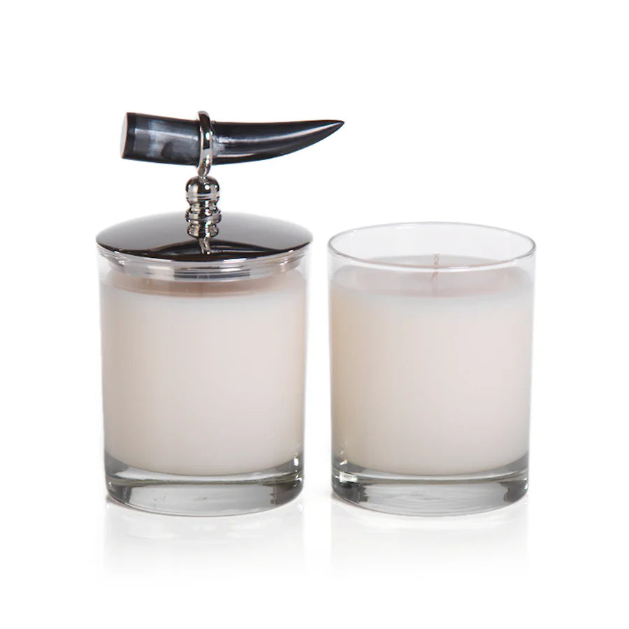 CANDLE SCENTED WITH HORN LID BERGAMOT LINEN