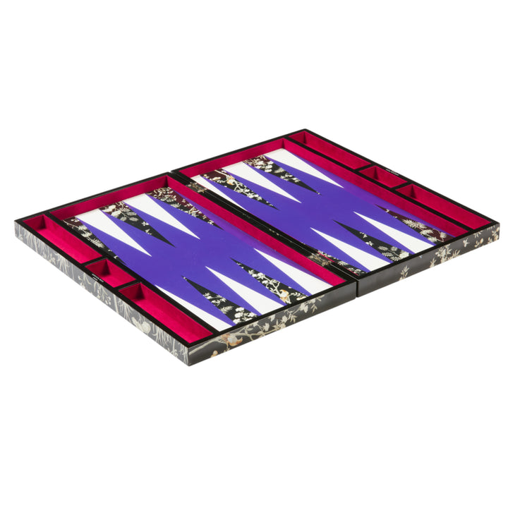 BACKGAMMON LACQUER BLACK CHINOISERIE