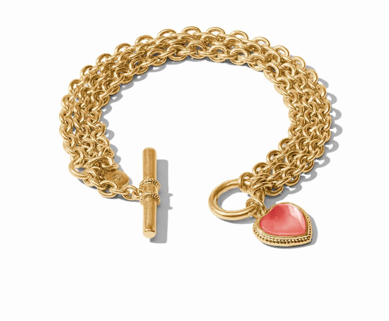 JULIE VOS BRACELET LINK HEART BLUSH PINK