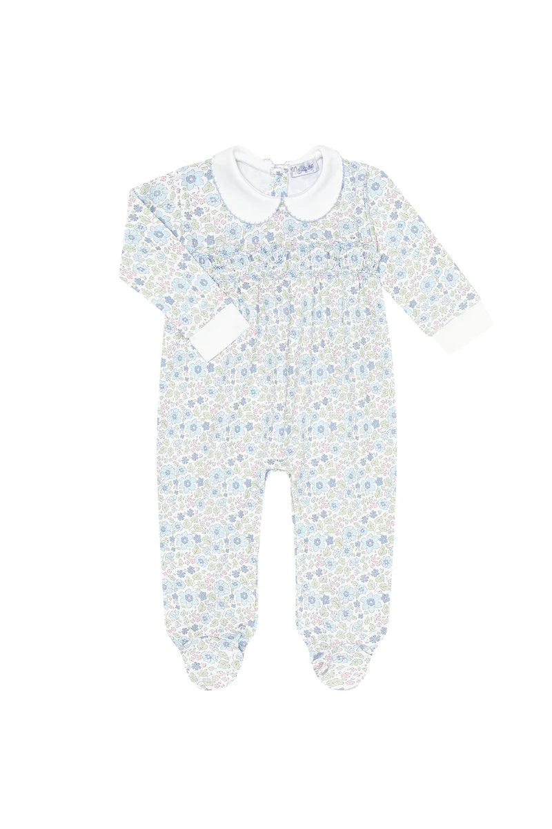 FOOTIE BLUE MEADOW SMOCKED