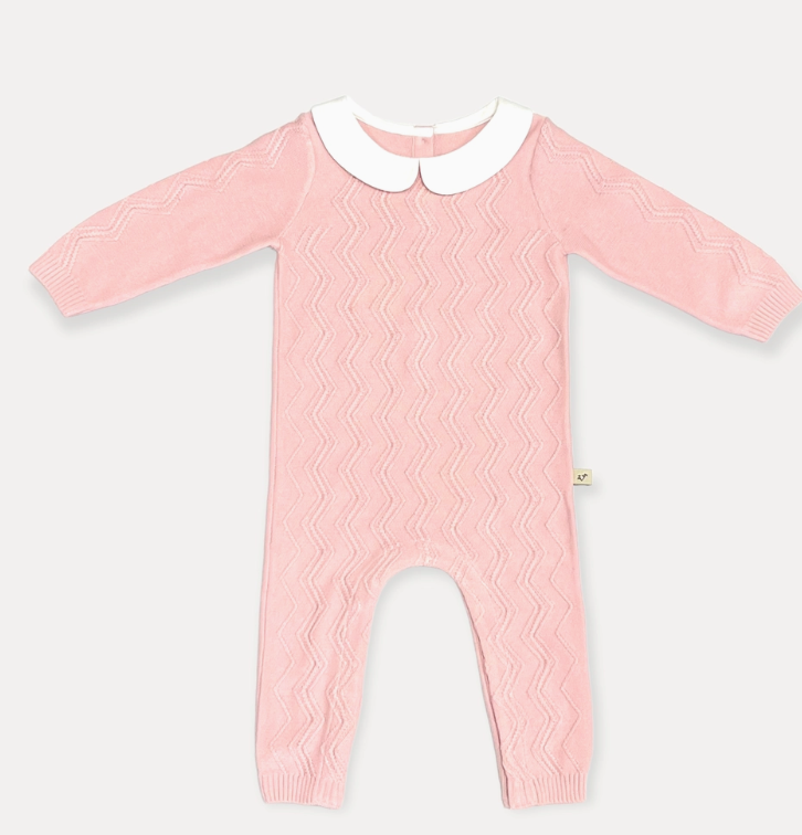 JUMPSUIT CHEVRON KNIT BLUSH (Available in 3 Sizes)