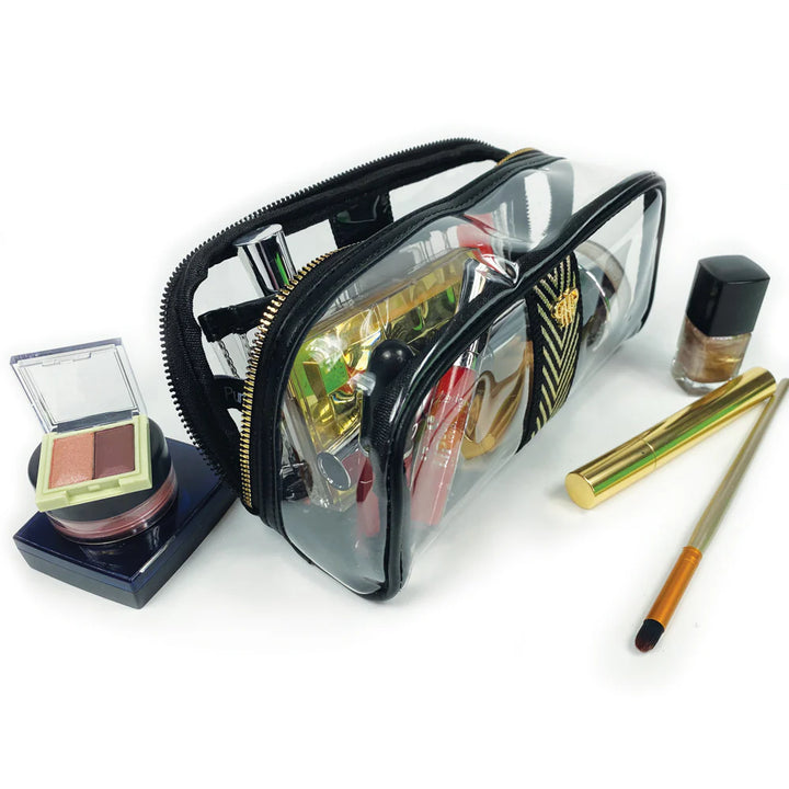 MAKE UP CASE GOLD CHEVRON