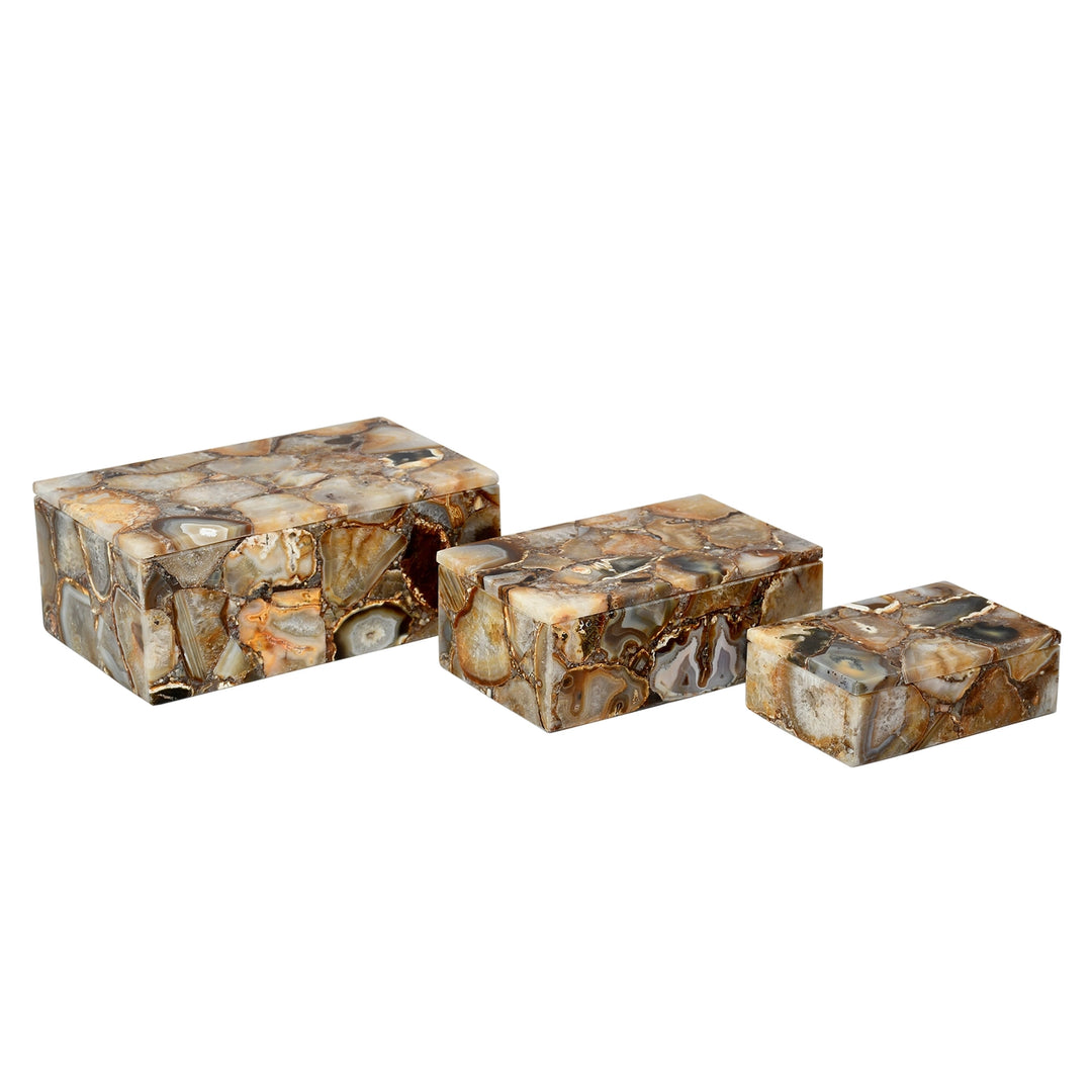 BOX RECTANGLE BROWN AGATE MED