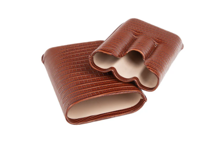 CIGAR HOLDER BROWN CROC TRIPLE
