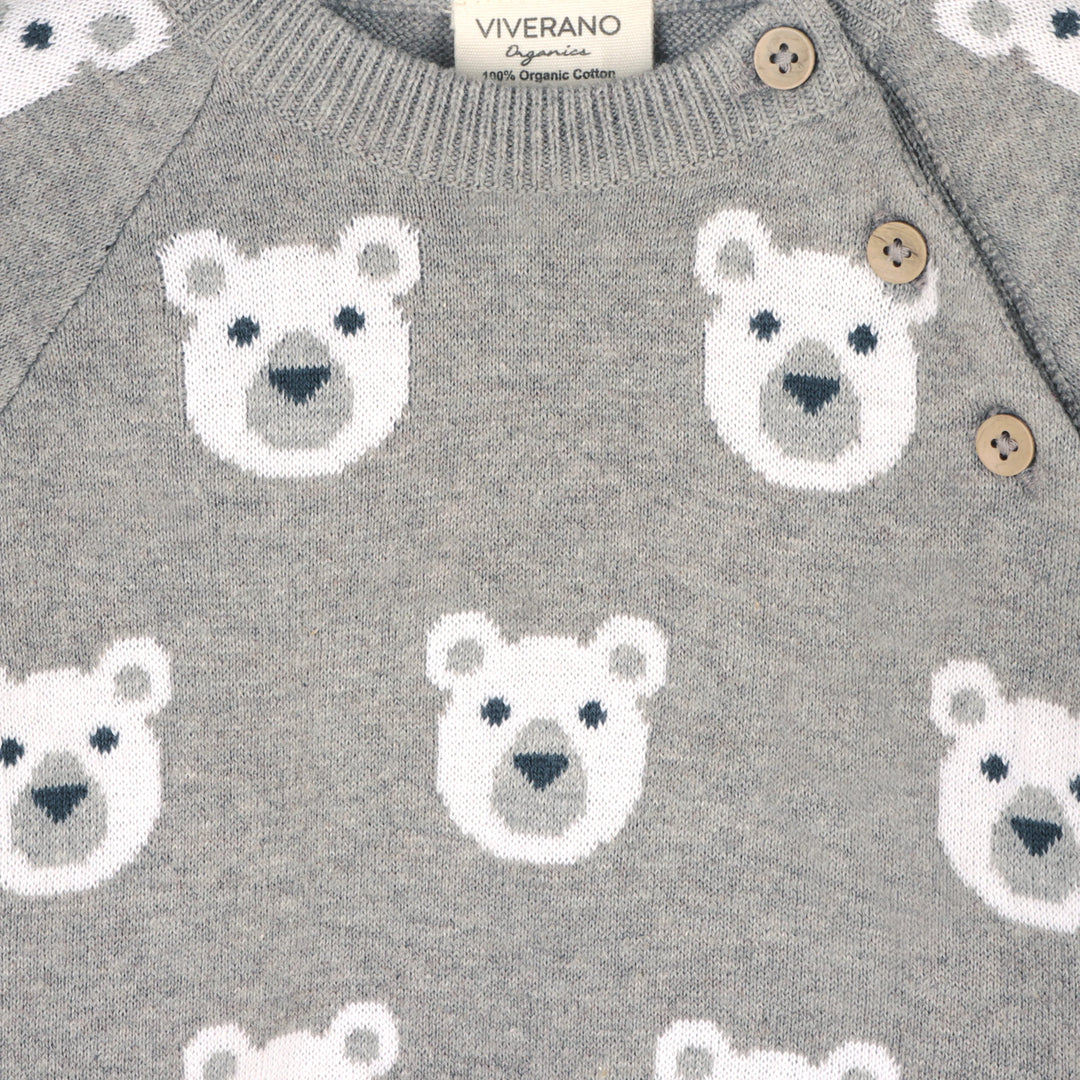 PULLOVER BEAR JACQUARD HEATHER GREY