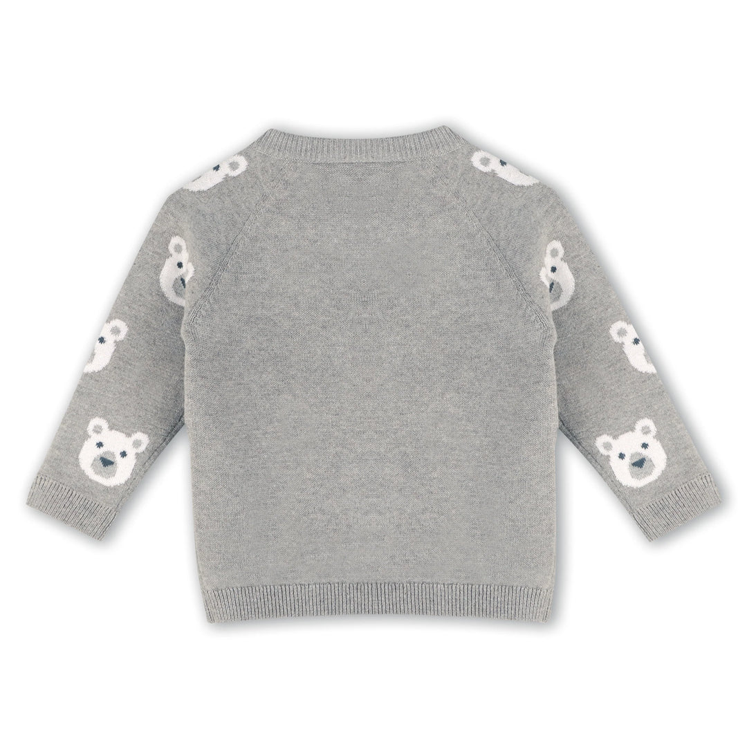 PULLOVER BEAR JACQUARD HEATHER GREY
