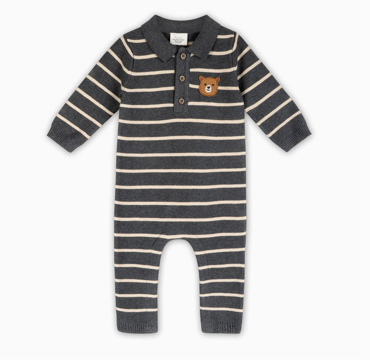 JUMPSUIT BEAR FACE STRIPE & COLLAR