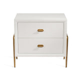 BEDSIDE TABLE WHITE LINEN BRASS (NRD)