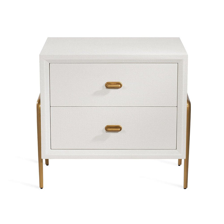 BEDSIDE TABLE WHITE LINEN BRASS #59058