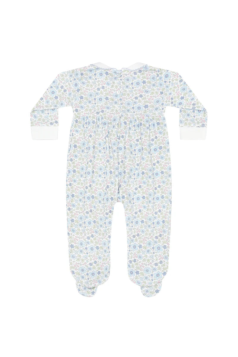 FOOTIE BLUE MEADOW SMOCKED
