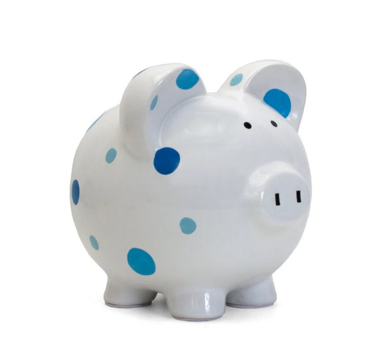 BANK PIGGY BLUE DOTS