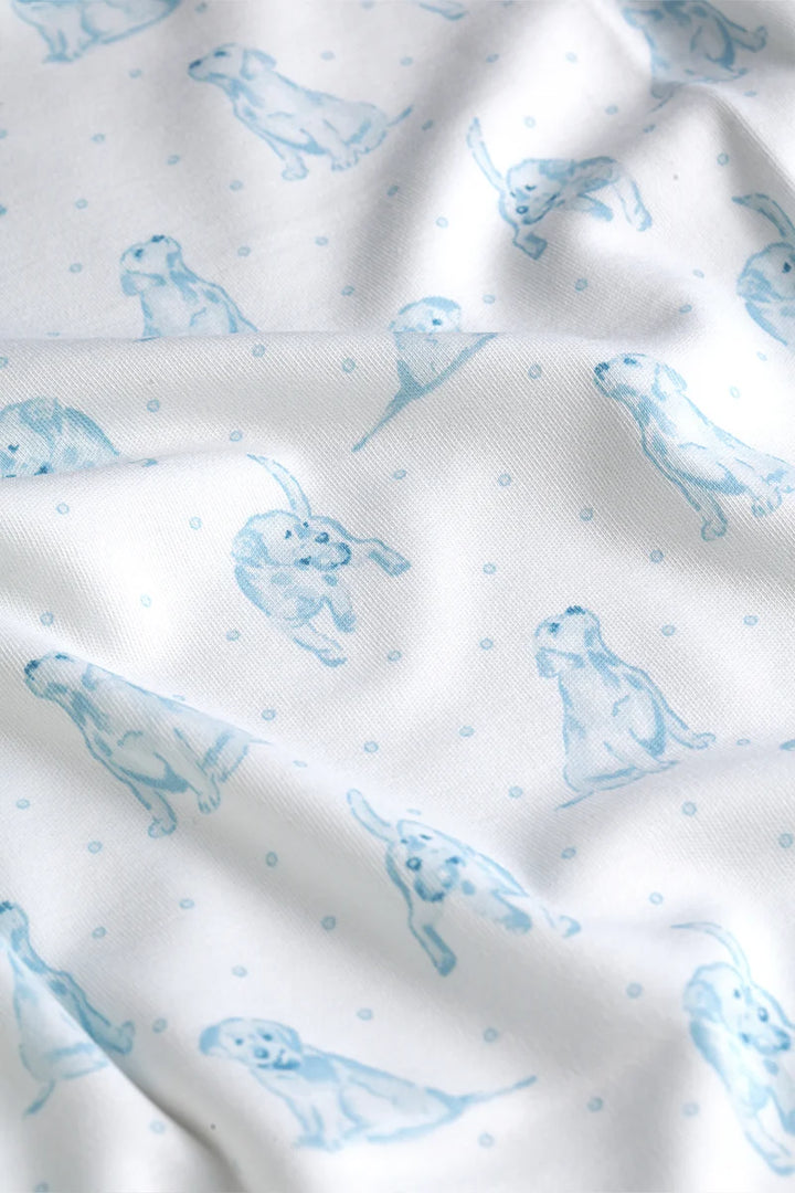 BABY BLANKET BLUE PUPPY LOVE PRINT