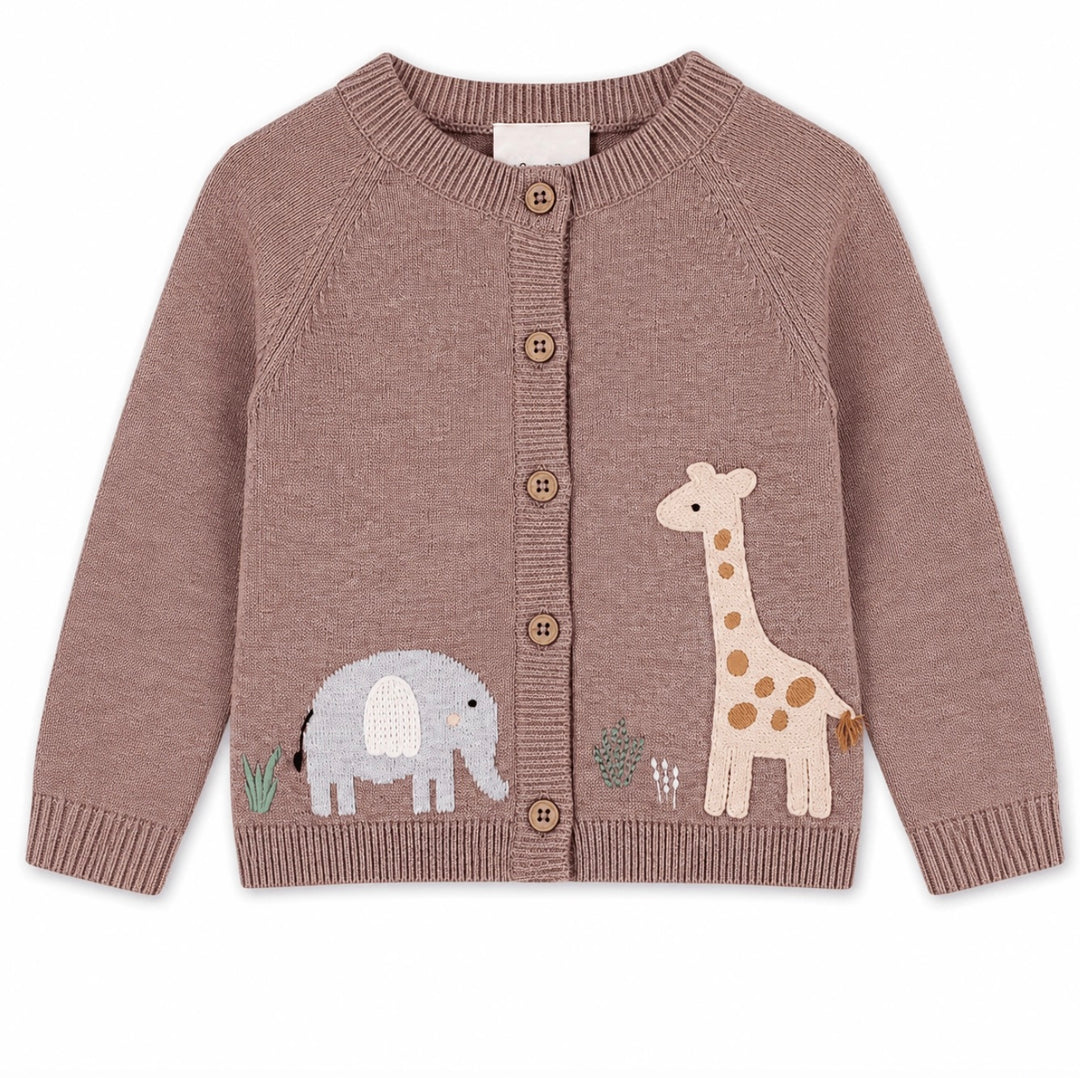 CARDIGAN ELEPHANT GIRAFFE CAFE LATTE