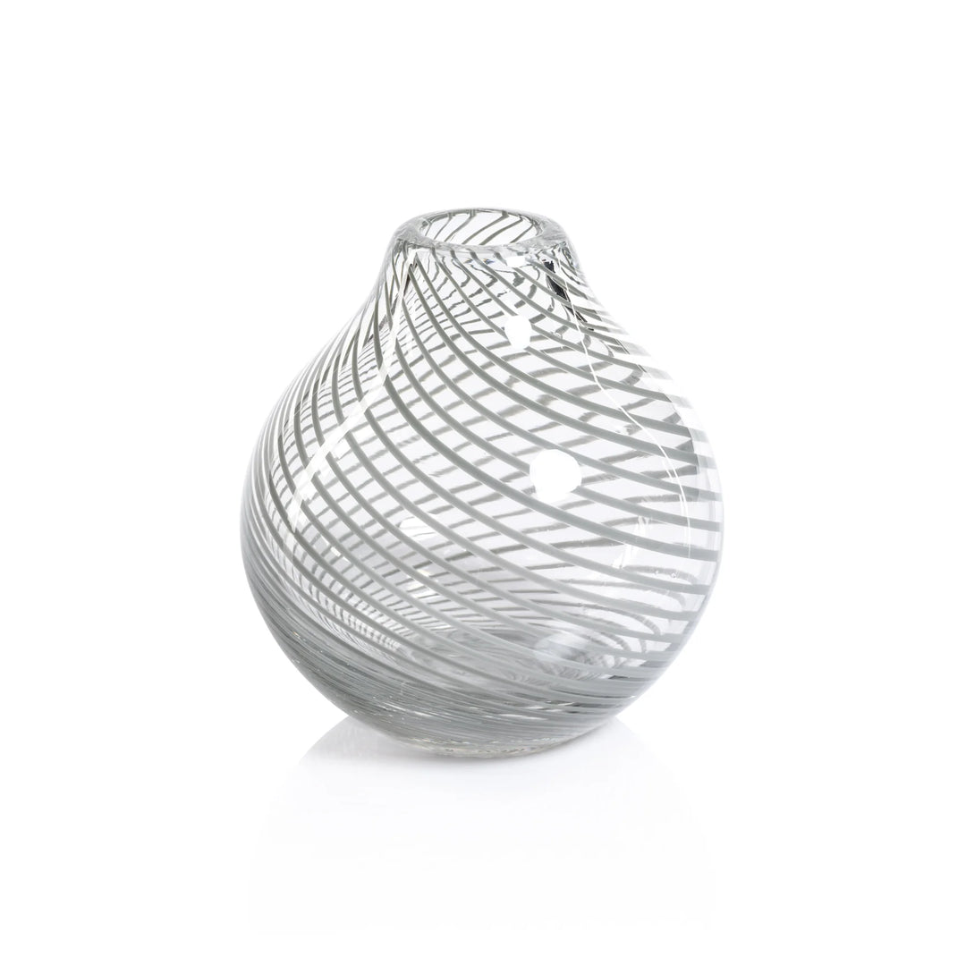 VASE CLEAR SEA GREEN SWIRL