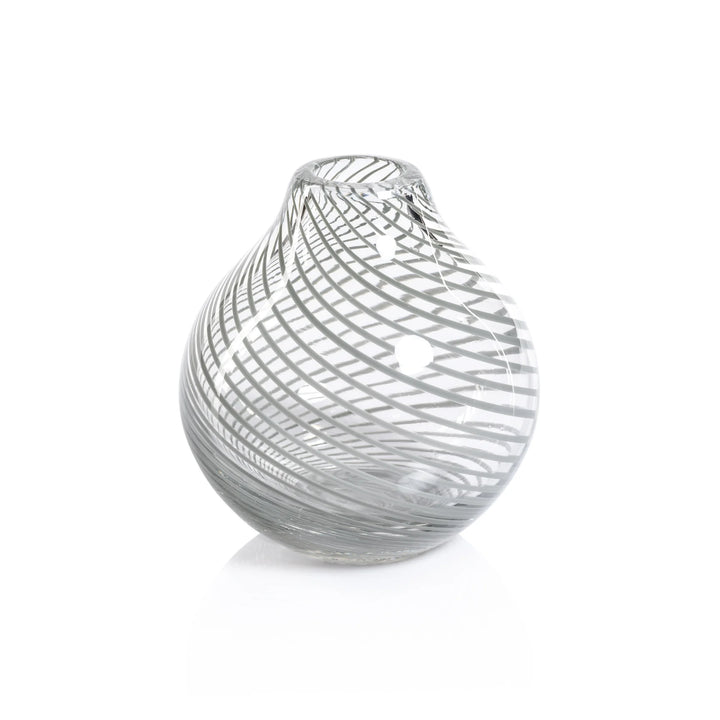 VASE CLEAR SEA GREEN SWIRL